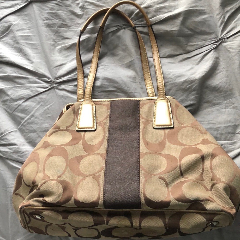 Brown/Gold Coach Center Clasp Purse- $40